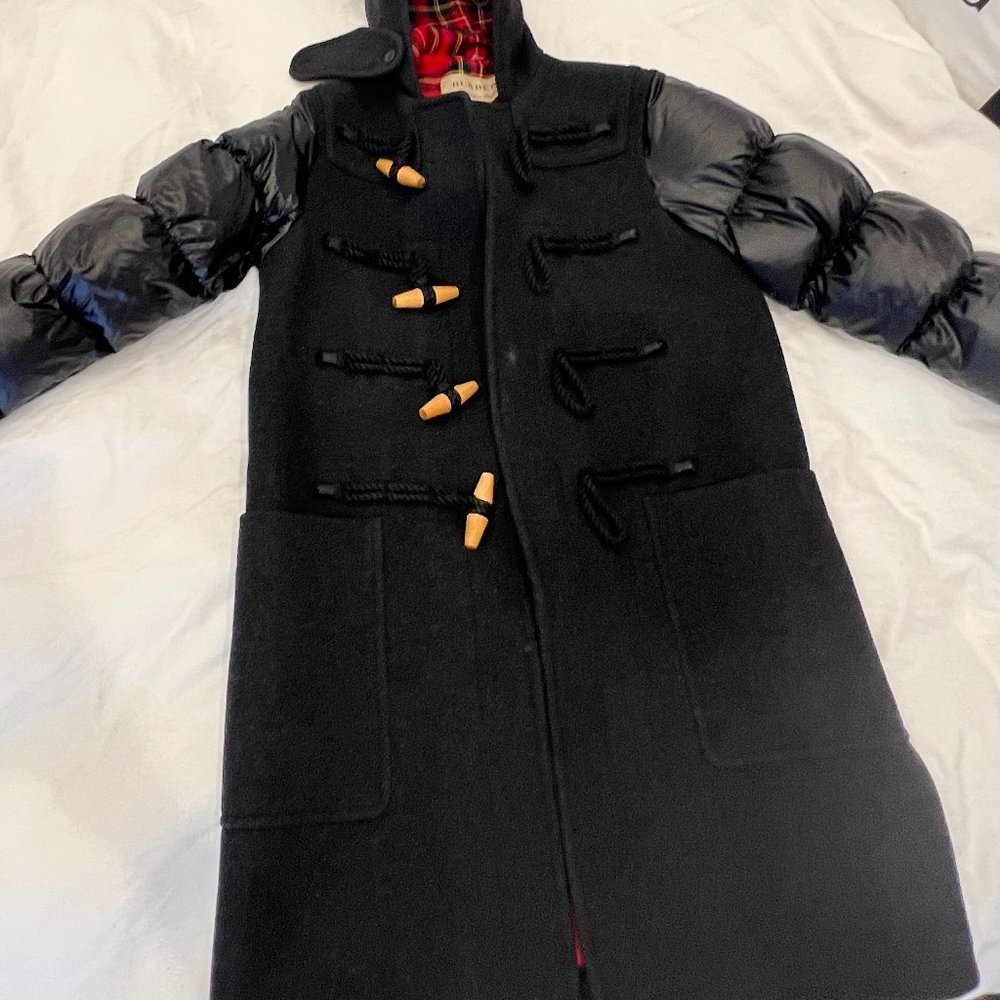 Mens Burberry Heavyweight Wool Coat with Puffer Sleeve. Dark Gray, Size 50